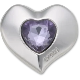 Bijoux Jibbitz « Cœur » argentés et violets avec pierres Smt Gem