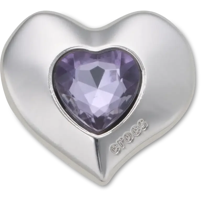 Bijoux Jibbitz « Cœur » argentés et violets avec pierres Smt Gem Bijoux Jibbitz « Cœur » argentés et violets avec pierres Smt Gem