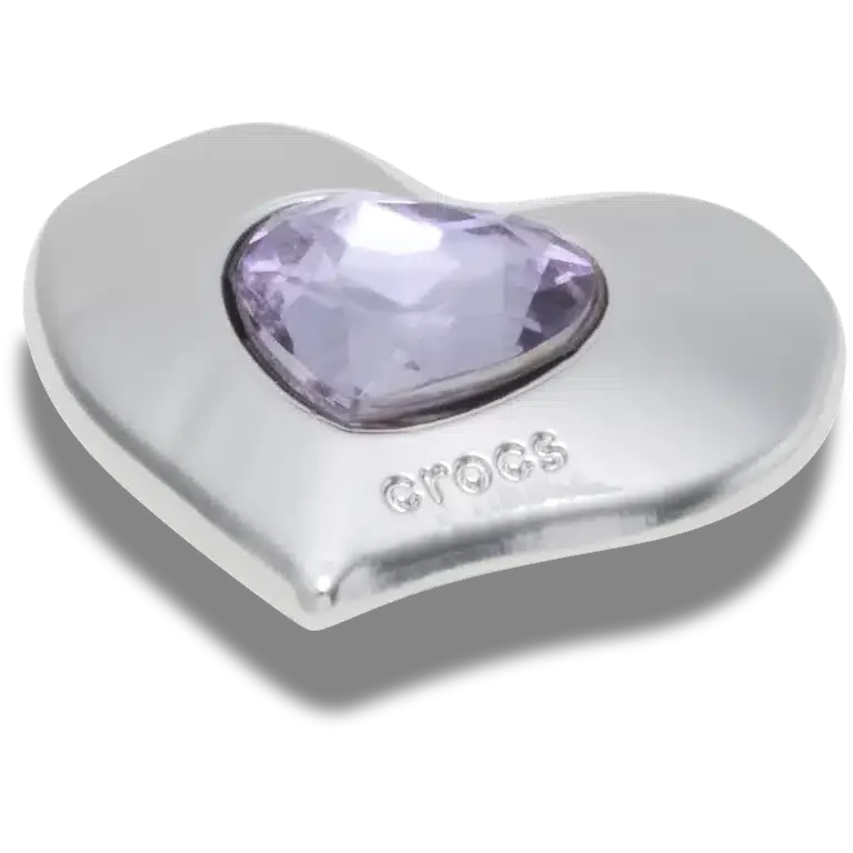 Bijoux Jibbitz « Cœur » argentés et violets avec pierres Smt Gem Bijoux Jibbitz « Cœur » argentés et violets avec pierres Smt Gem