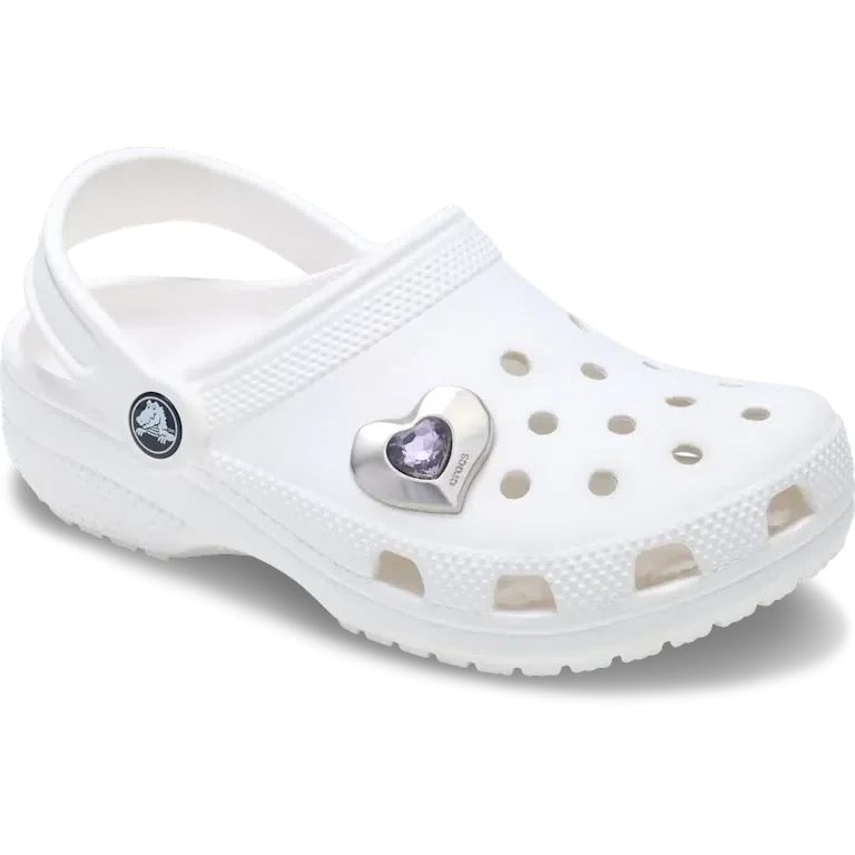 Bijoux Jibbitz « Cœur » argentés et violets avec pierres Smt Gem Bijoux Jibbitz « Cœur » argentés et violets avec pierres Smt Gem