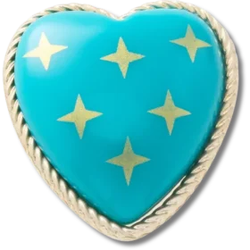 Bijoux Jibbitz « Cœur turquoise et or »