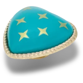 Bijoux Jibbitz « Cœur turquoise et or »