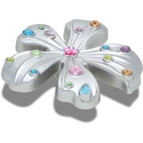 Bijoux Jibbitz « Fleur » en argent avec pierre métallisée