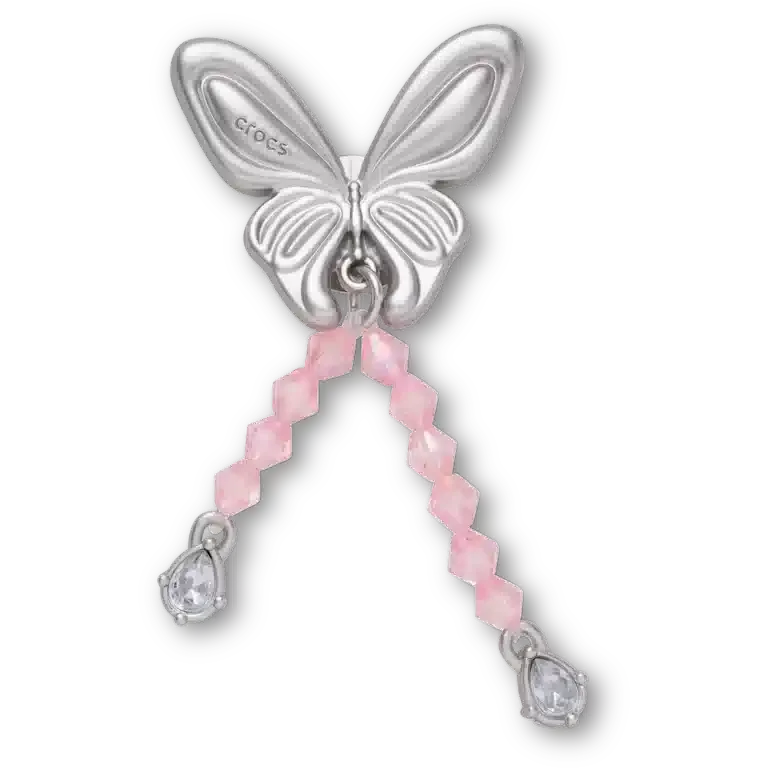 Bijoux Jibbitz™ papillon Meta argenté à perles Bijoux Jibbitz™ papillon Meta argenté à perles