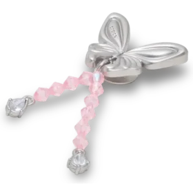 Bijoux Jibbitz™ papillon Meta argenté à perles