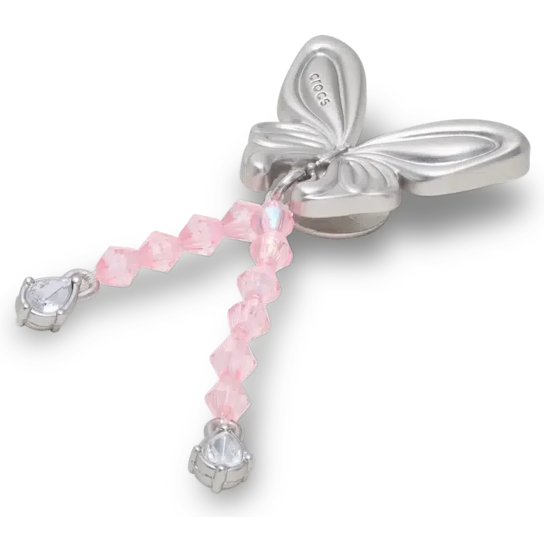 Bijoux Jibbitz™ papillon Meta argenté à perles Bijoux Jibbitz™ papillon Meta argenté à perles
