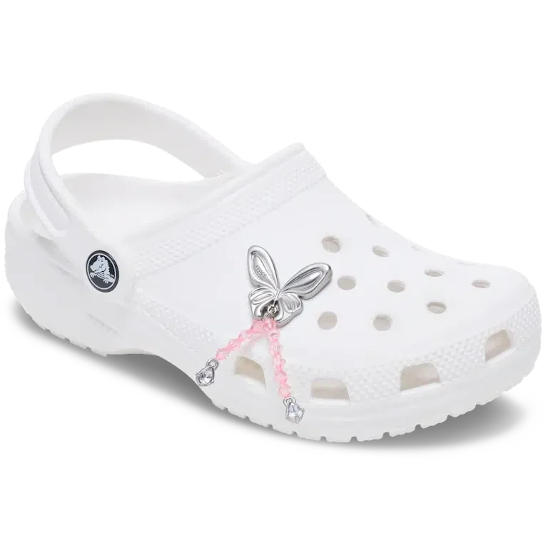 Bijoux Jibbitz™ papillon Meta argenté à perles Bijoux Jibbitz™ papillon Meta argenté à perles