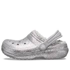 Classic Lined Clog à doublure en Glitter « Gris argenté »