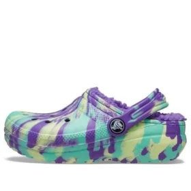 Classic Lined Marbled Clogs « Neon Purple Multi »