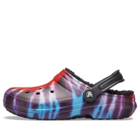 Crocs Classic Tie-Dye Stay Warm Cozy : chaussons de sport unisexes, violet et rouge