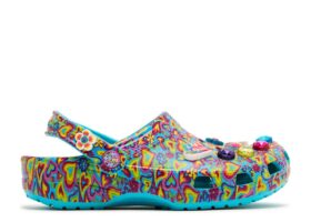 Lisa Frank x Classic Clog Kids « Digital Aqua Multi Hearts »