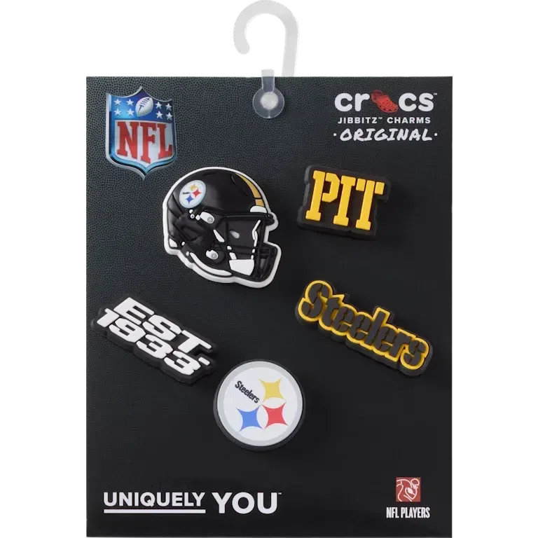 Lot de 5 Bijoux de chaussures Jibbitz NFL Pittsburgh Steelers Lot de 5 Bijoux de chaussures Jibbitz NFL Pittsburgh Steelers