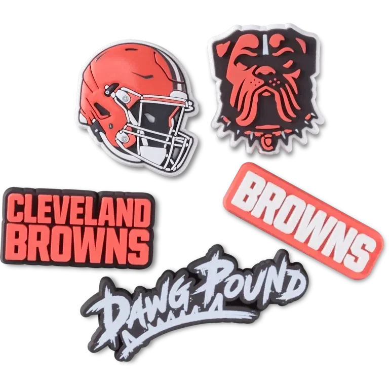 Lot de 5 bijoux de chaussures Jibbitz pour les « Cleveland Browns » de la NFL Lot de 5 bijoux de chaussures Jibbitz pour les « Cleveland Browns » de la NFL