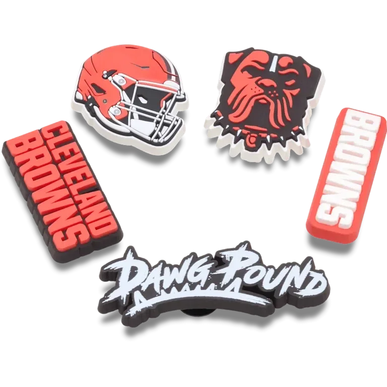 Lot de 5 bijoux de chaussures Jibbitz pour les « Cleveland Browns » de la NFL Lot de 5 bijoux de chaussures Jibbitz pour les « Cleveland Browns » de la NFL