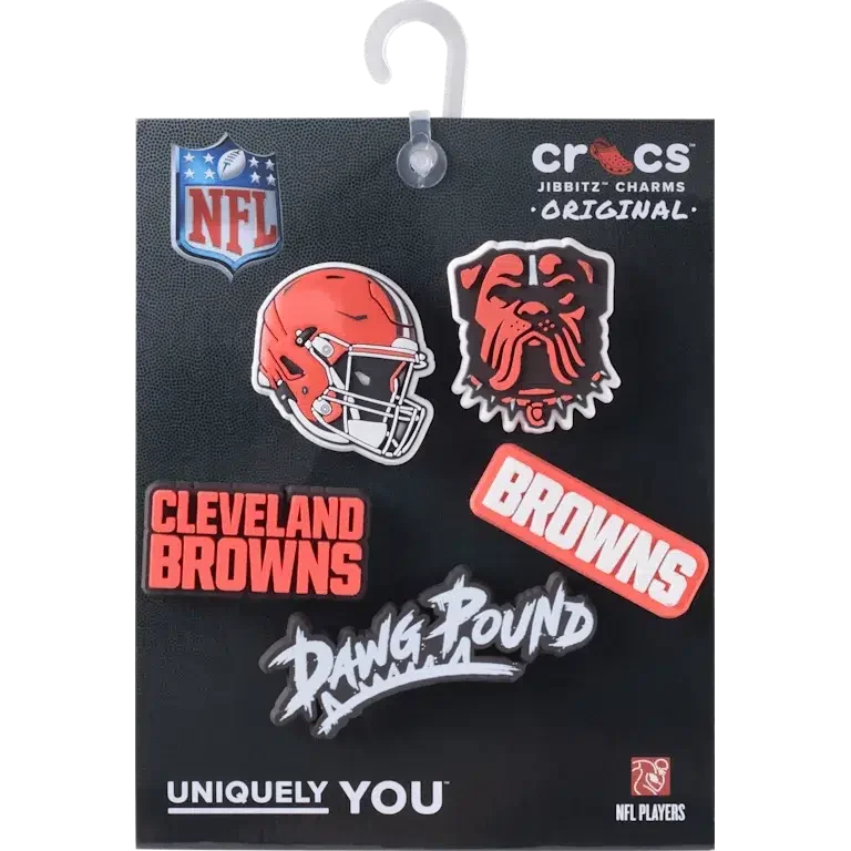 Lot de 5 bijoux de chaussures Jibbitz pour les « Cleveland Browns » de la NFL Lot de 5 bijoux de chaussures Jibbitz pour les « Cleveland Browns » de la NFL