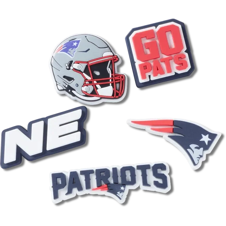 Lot de 5 Bijoux de chaussures Jibbitz pour les « New England Patriots » de la NFL Lot de 5 Bijoux de chaussures Jibbitz pour les « New England Patriots » de la NFL