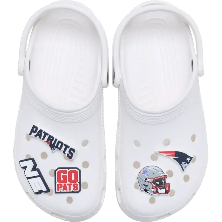 Lot de 5 Bijoux de chaussures Jibbitz pour les « New England Patriots » de la NFL Lot de 5 Bijoux de chaussures Jibbitz pour les « New England Patriots » de la NFL