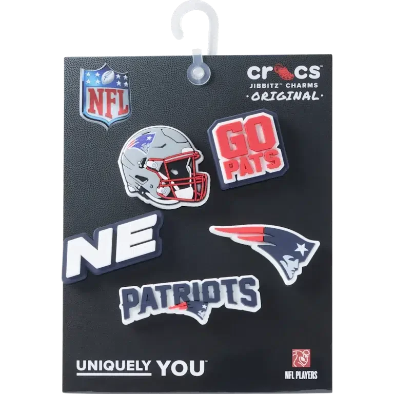 Lot de 5 Bijoux de chaussures Jibbitz pour les « New England Patriots » de la NFL Lot de 5 Bijoux de chaussures Jibbitz pour les « New England Patriots » de la NFL