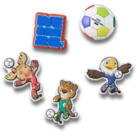Lot de 5 Bijoux Jibbitz « Coupe du monde de la FIFA 2026 »
