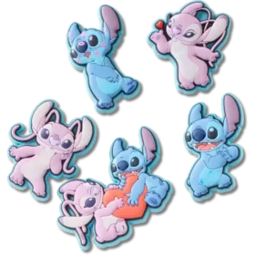 Lot de 5 Bijoux Jibbitz™ Disney Stitch & Angel pour bijoux de chaussures