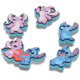 Lot de 5 Bijoux Jibbitz™ Disney Stitch & Angel pour bijoux de chaussures