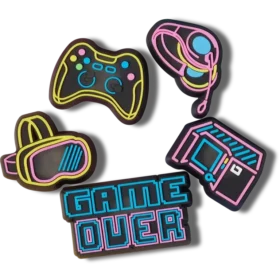 Lot de 5 Bijoux Jibbitz « Lights up Neon Gamer »