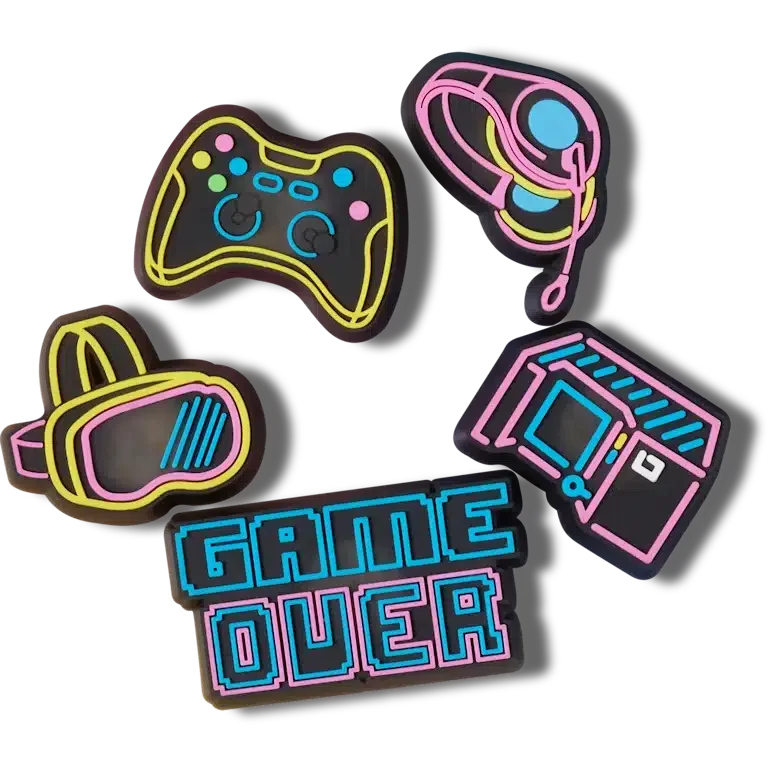 Lot de 5 Bijoux Jibbitz « Lights up Neon Gamer » Lot de 5 Bijoux Jibbitz « Lights up Neon Gamer »