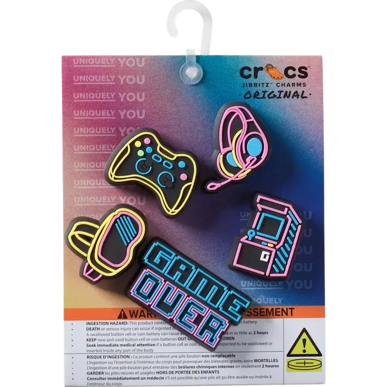 Lot de 5 Bijoux Jibbitz « Lights up Neon Gamer » Lot de 5 Bijoux Jibbitz « Lights up Neon Gamer »