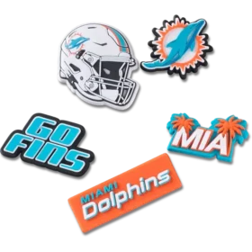 Lot de 5 Bijoux Jibbitz pour chaussures « Miami Dolphins » de la NFL