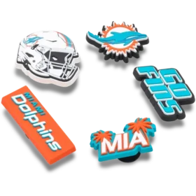 Lot de 5 Bijoux Jibbitz pour chaussures « Miami Dolphins » de la NFL