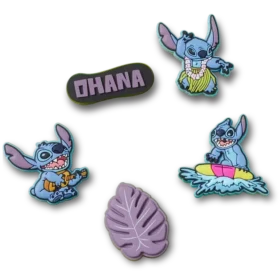 Lot de 5 Bijoux Jibbitz « Stitch Tropical »