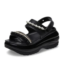 Mega Crush Pearl Ruffle Sandal « Noir »