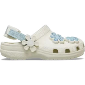 Sabot classique en denim pour tout-petits avec bride arrière réglable et motif floral