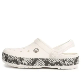 Sabots Crocband à imprimé serpent « Blanc Noir »