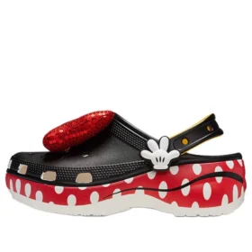 Sabots à plateforme classiques Crocs x Minnie Mouse « Noir Rouge Blanc »