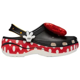 Sabots à plateforme classiques Crocs x Minnie Mouse « Noir Rouge Blanc »