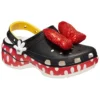 Sabots à plateforme classiques Crocs x Minnie Mouse « Noir Rouge Blanc »