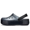 Sabots à semelle compensée Crocband métallisés « Black »