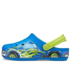 Sandales bleues de sport à talon plat et motif fantaisie