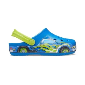 Sandales bleues de sport à talon plat et motif fantaisie
