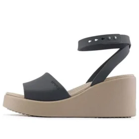 Sandales compensées à bride cheville Brooklyn « Noir Beige »