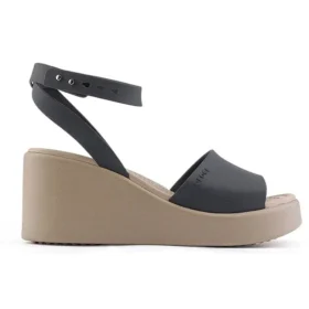 Sandales compensées à bride cheville Brooklyn « Noir Beige »