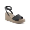 Sandales compensées à bride cheville Brooklyn « Noir Beige »