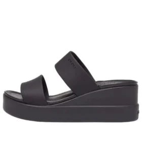 Sandales compensées à double bride et bout rond Brooklyn Mid Wedge « Noir »
