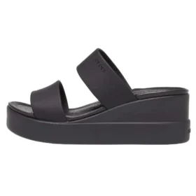 Sandales compensées à double bride et bout rond Brooklyn Mid Wedge « Noir »