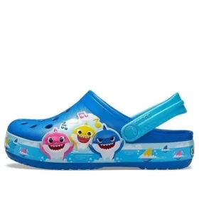 Sandales de plage sportives à talon plat « Funny Shark Small Crocs » bleues