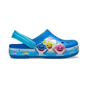 Sandales de plage sportives à talon plat « Funny Shark Small Crocs » bleues