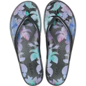 Sandales Miami à bout rond et motif floral foncé