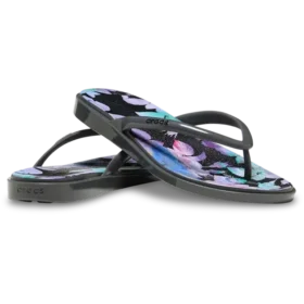 Sandales Miami à bout rond et motif floral foncé
