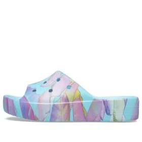 Sandales à plateforme classiques imprimé palmiers « Blue Multi-Color »